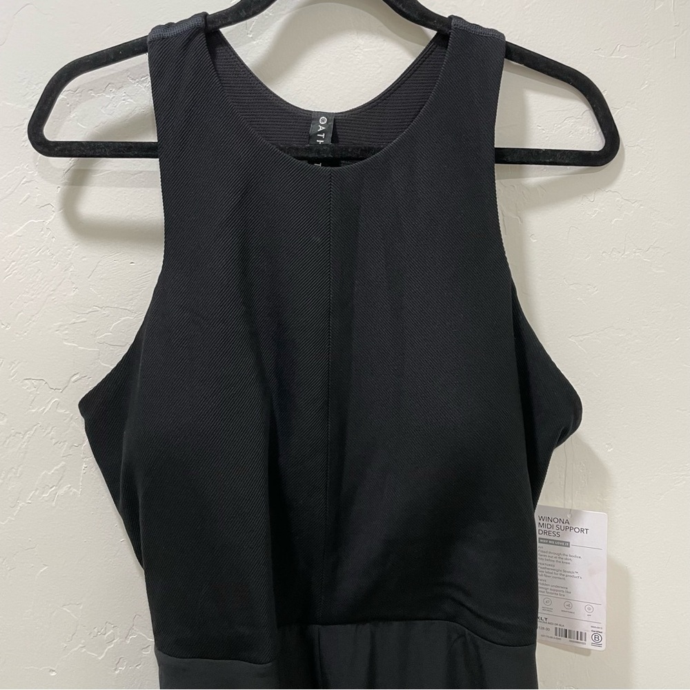 NWT Athleta Winona Midi Support Dress Women's XLT Black Fit & Flare Athletic - Picture 7 of 16